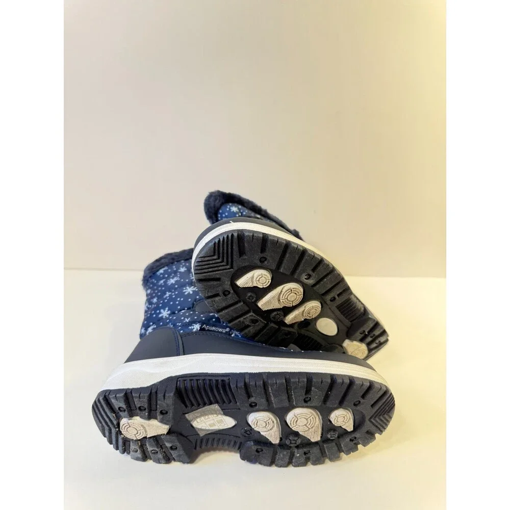 Apakowa Kids Girls Boots Insulated Fur Winter Warm Boots Blue EU 32 US 2